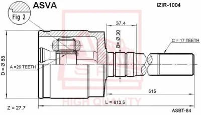 Шарнирный комплект, приводной вал ASVA ISIR-1004