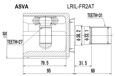 LRIL-FR2AT ASVA Шарнирный комплект, приводной вал