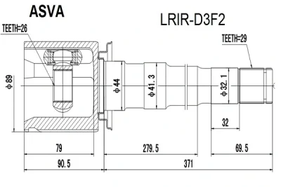 Шарнирный комплект, приводной вал ASVA LRIR-D3F2