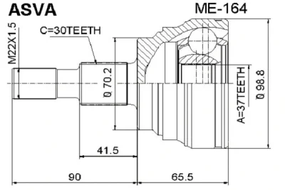 ME-164 ASVA Шарнирный комплект, приводной вал