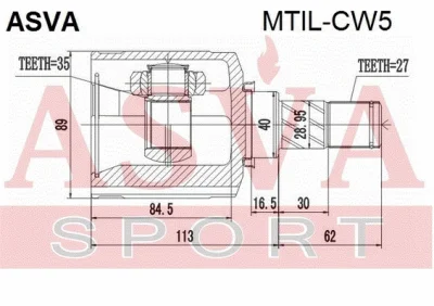 MTIL-CW5 ASVA Шарнирный комплект, приводной вал