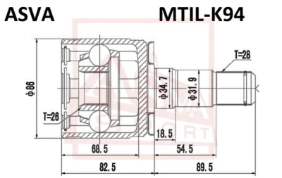 MTIL-K94 ASVA Шарнирный комплект, приводной вал