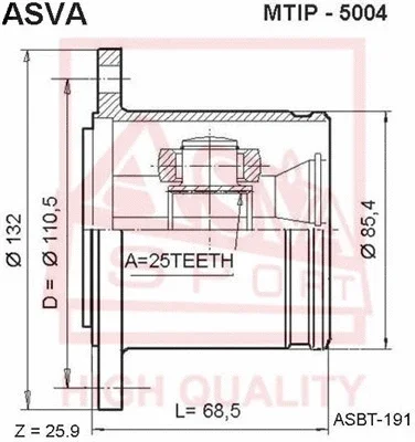 Шарнирный комплект, приводной вал ASVA MTIP-5004