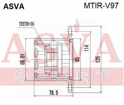 MTIR-V97 ASVA Шарнирный комплект, приводной вал