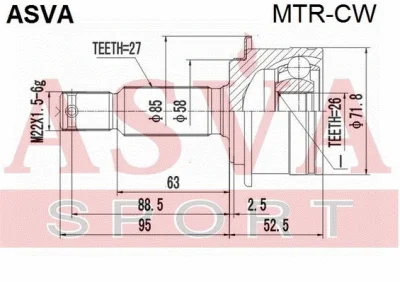 MTR-CW ASVA Шарнирный комплект, приводной вал