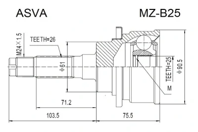 MZ-B25 ASVA Шарнирный комплект, приводной вал