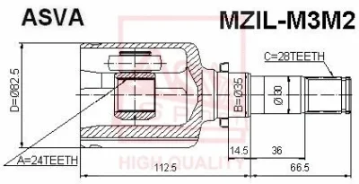 MZIL-M3M2 ASVA Шарнирный комплект, приводной вал