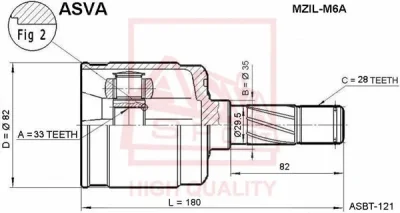 MZIL-M6A ASVA Шарнирный комплект, приводной вал