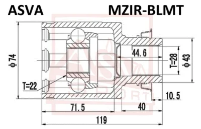 MZIR-BLMT ASVA Шарнирный комплект, приводной вал