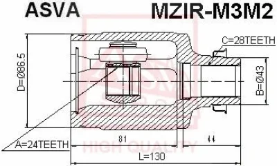 MZIR-M3M2 ASVA Шарнирный комплект, приводной вал