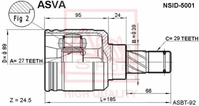 NSID-5001 ASVA Шарнирный комплект, приводной вал