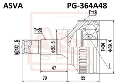 PG-364A48 ASVA Шарнирный комплект, приводной вал