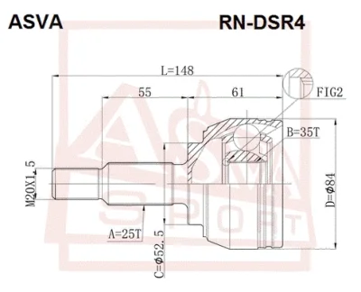 Шарнирный комплект, приводной вал ASVA RN-DSR4