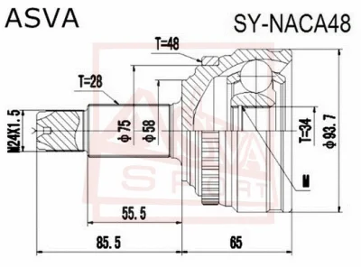 Шарнирный комплект, приводной вал ASVA SY-NACA48