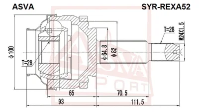 SYR-REXA52 ASVA Шарнирный комплект, приводной вал