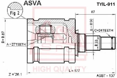 Шарнирный комплект, приводной вал ASVA TYIL-911