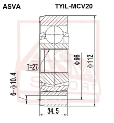 Шарнирный комплект, приводной вал ASVA TYIL-MCV20