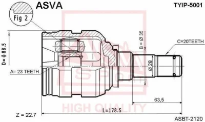 TYIP-5001 ASVA Шарнирный комплект, приводной вал