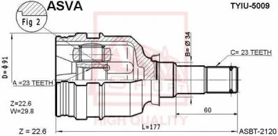 Шарнирный комплект, приводной вал ASVA TYIU-5009