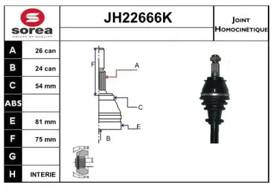 JH22666K SERA Шарнирный комплект, приводной вал