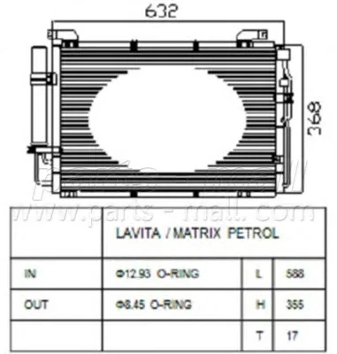 Радиатор кондиционера PARTS-MALL PXNCA-009