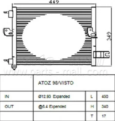 Радиатор кондиционера PARTS-MALL PXNCA-066