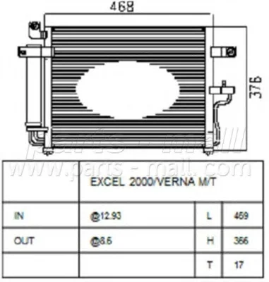 Радиатор кондиционера PARTS-MALL PXNCA-076
