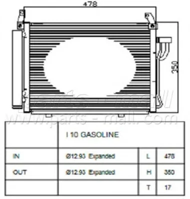 Радиатор кондиционера PARTS-MALL PXNCA-100