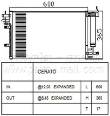 Радиатор кондиционера PARTS-MALL PXNCB-048