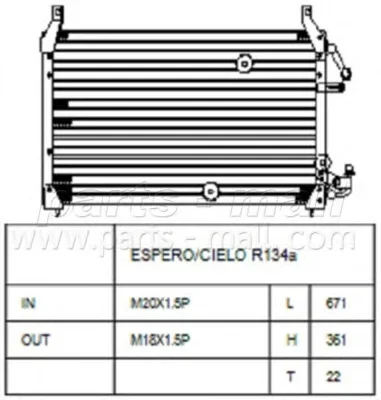 Радиатор кондиционера PARTS-MALL PXNCC-008