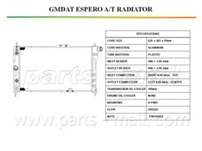 PXNDC-002 PARTS-MALL Радиатор охлаждения двигателя
