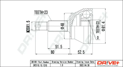 DP2110.10.1215 Dr!ve+ Шарнирный комплект, приводной вал