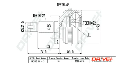 DP2110.10.1413 Dr!ve+ Шарнирный комплект, приводной вал