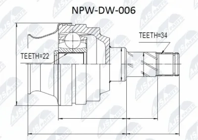 Шарнирный комплект, приводной вал NTY NPW-DW-006