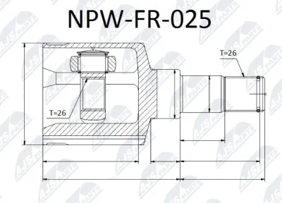 Шарнирный комплект, приводной вал NTY NPW-FR-025