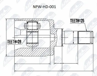 Шарнирный комплект, приводной вал NTY NPW-HD-001