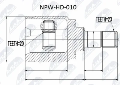 Шарнирный комплект, приводной вал NTY NPW-HD-010