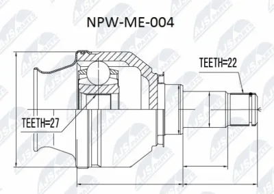 NPW-ME-004 NTY Шарнирный комплект, приводной вал