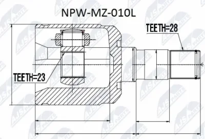 Шарнирный комплект, приводной вал NTY NPW-MZ-010L