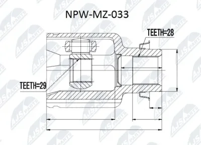 Шарнирный комплект, приводной вал NTY NPW-MZ-033