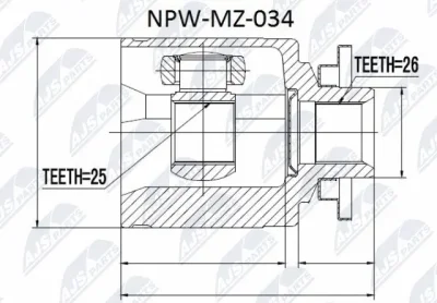 NPW-MZ-034 NTY Шарнирный комплект, приводной вал