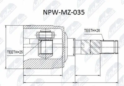NPW-MZ-035 NTY Шарнирный комплект, приводной вал
