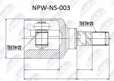 NPW-NS-003 NTY Шарнирный комплект, приводной вал