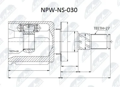 Шарнирный комплект, приводной вал NTY NPW-NS-030