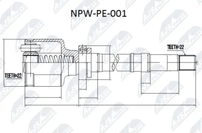 NPW-PE-001 NTY Шарнирный комплект, приводной вал