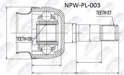 NPW-PL-003 NTY Шарнирный комплект, приводной вал