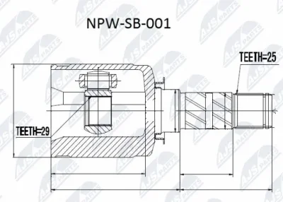 Шарнирный комплект, приводной вал NTY NPW-SB-001
