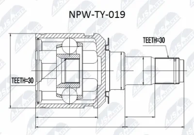 Шарнирный комплект, приводной вал NTY NPW-TY-019