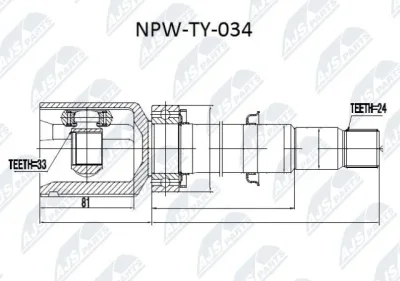 Шарнирный комплект, приводной вал NTY NPW-TY-034