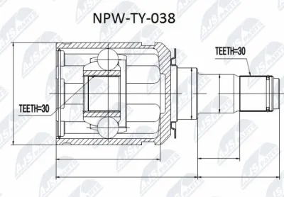 Шарнирный комплект, приводной вал NTY NPW-TY-038